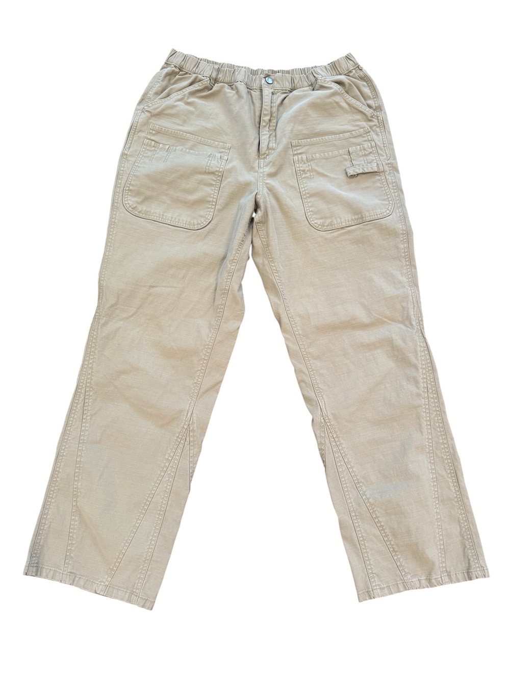 Free People Women’s Green Solid Cargo Pants Button Closure Pockets Flat Front L